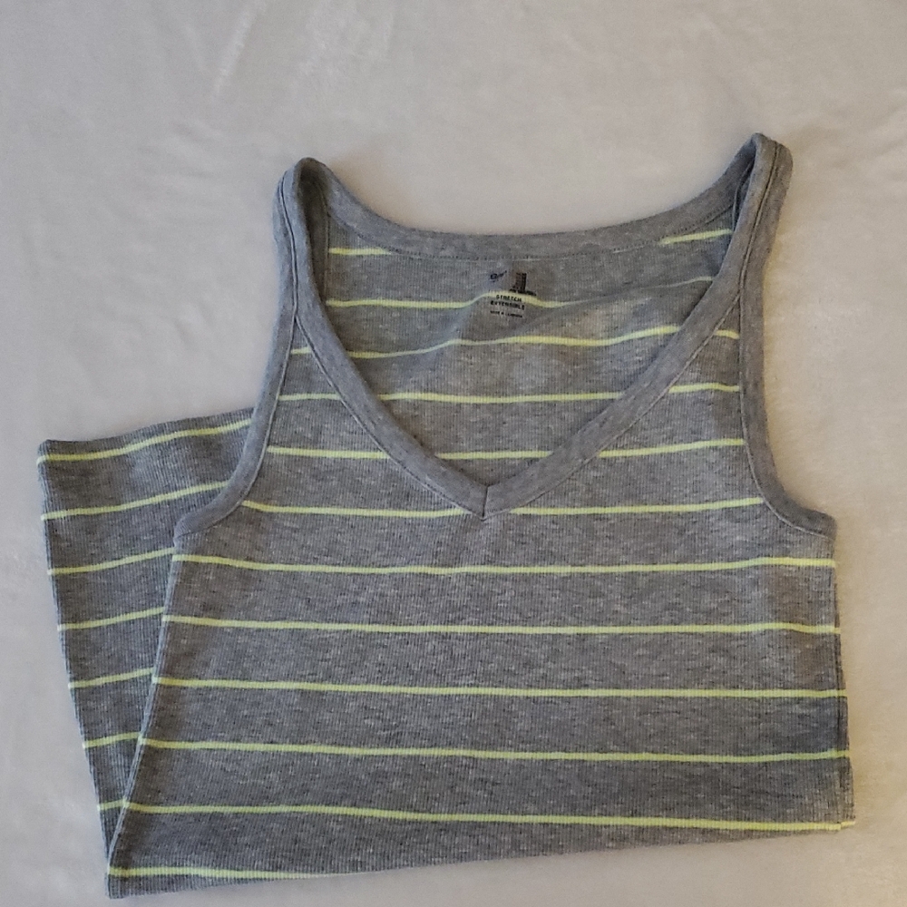 GAP Gray/Yellow Striped Tank Top sz S